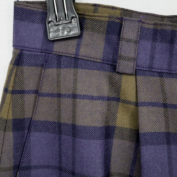 Louis Feraud Shorts Womens 8 Wool Blue Green Plaid Pleated Cuffs Lined Zip Vtg - Picture 5 of 10